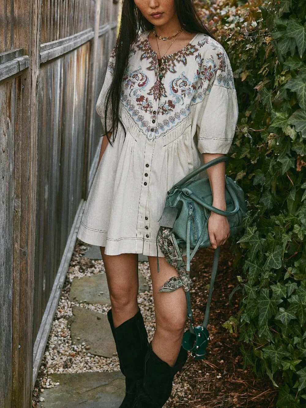 FREE PEOPLE Orson Mini Dress / Ivory Combo - Picture 7 of 9